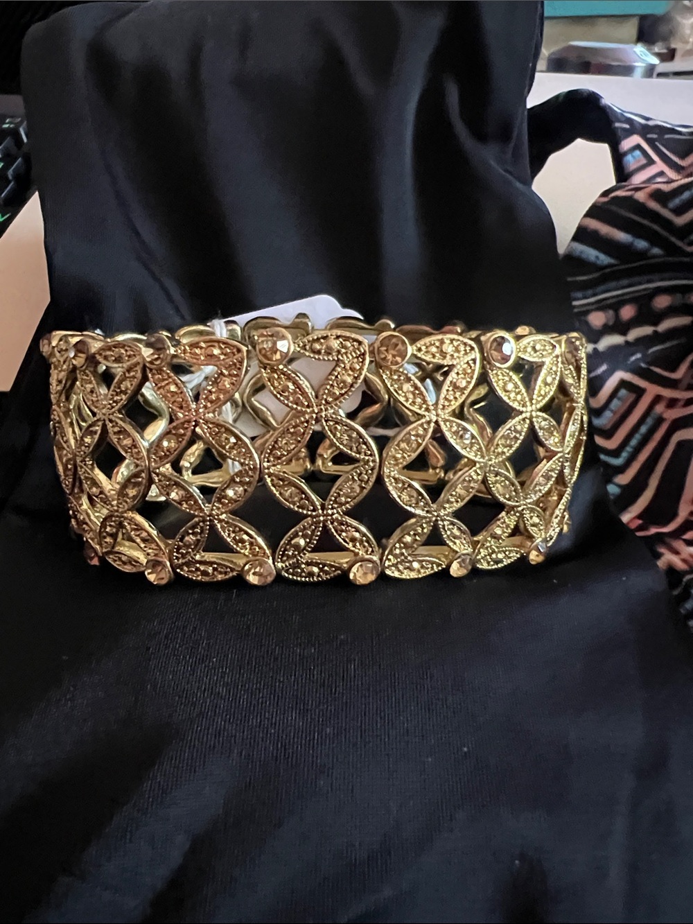 Monet Gold Plated Basket Weave Broad Stretch Bracelet